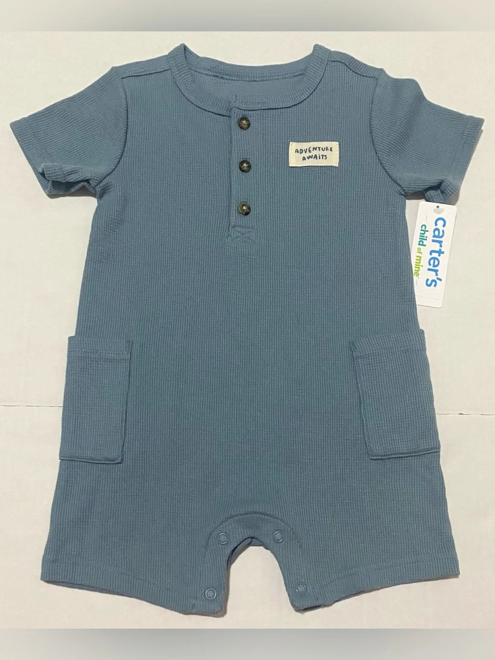 Carter’s Boys 18M Blue Adventure Awaits One-Piece Romper Boho Fall Lightweight
